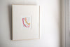 "Joyful Connections" Original Art Framed in 16x20 Aluminum Brass - Peach Abstract