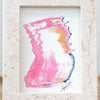 Original Pink Squiggle Artwork in Marble Frame, 7.5x9.5