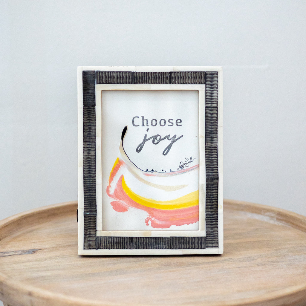 "Choose Joy" Original Artwork in 7x9 Bone Frame