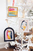 Merry & Bright Original Art Ornament - Pink Gold Navy Vertical