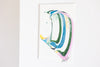 "Joyful Connections" Original Art Framed in 11x14 Aluminum Brass - Green Blue Pink Striped