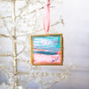 Merry & Bright Original Art Ornament - Teal Red Abstract