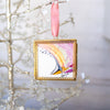 Merry & Bright Original Art Ornament - Swish Pink Gold