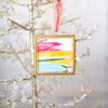 Merry & Bright Original Art Ornament - Red Gold Green Blue Abstract