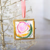 Merry & Bright Original Art Ornament - Round Abstract with Oil Pastel