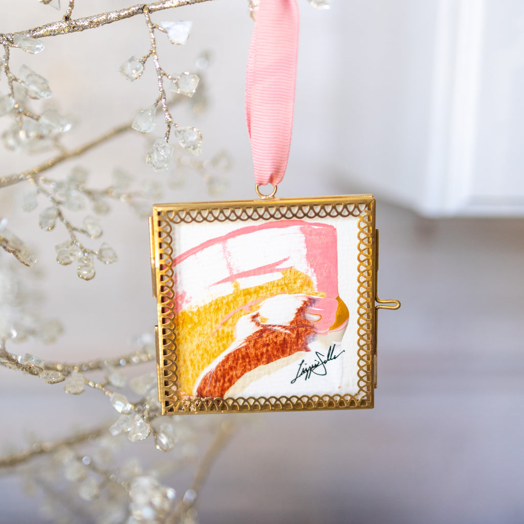 Merry & Bright Original Art Ornament - Peach Gold Copper Ray