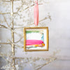 Merry & Bright Original Art Ornament - Green Pink Horizontal Swish