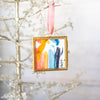 Merry & Bright Original Art Ornament - Striped Vertical Coral Metallic Gold Blue