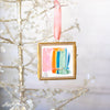 Merry & Bright Original Art Ornament - Vertical Rainbow Swish