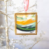 Merry & Bright Original Art Ornament - Curved Green and Gold