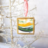 Merry & Bright Original Art Ornament - Curved Green and Gold