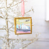 Merry & Bright Original Art Ornament - Green Blue Navy Pink Abstract