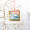 Merry & Bright Original Art Ornament - Layered Green and Pink Abstract