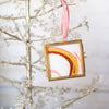 Merry & Bright Original Art Ornament - Peach Gold Burgundy Swoop