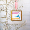 Merry & Bright Original Art Ornament - Pink Blue Gold Abstract