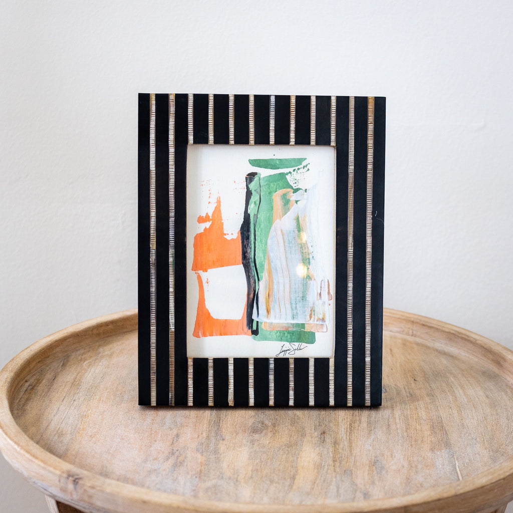 Original Artwork in Striped Bone Frame 7.5"x9.5"