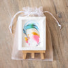 Let It Snow Original Art Ornament - Candy Pink and White with Green and Metallic Gold Stripes