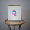 "Joyful Expressions" Original Art -Pink Blue Squiggle, 11x13 antique brass frame